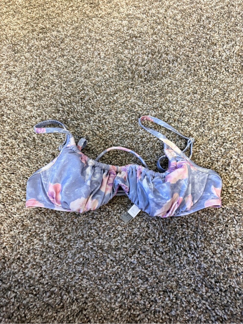 Victoria's Secret Blue and Pink Floral Ruched Bikini Bralette